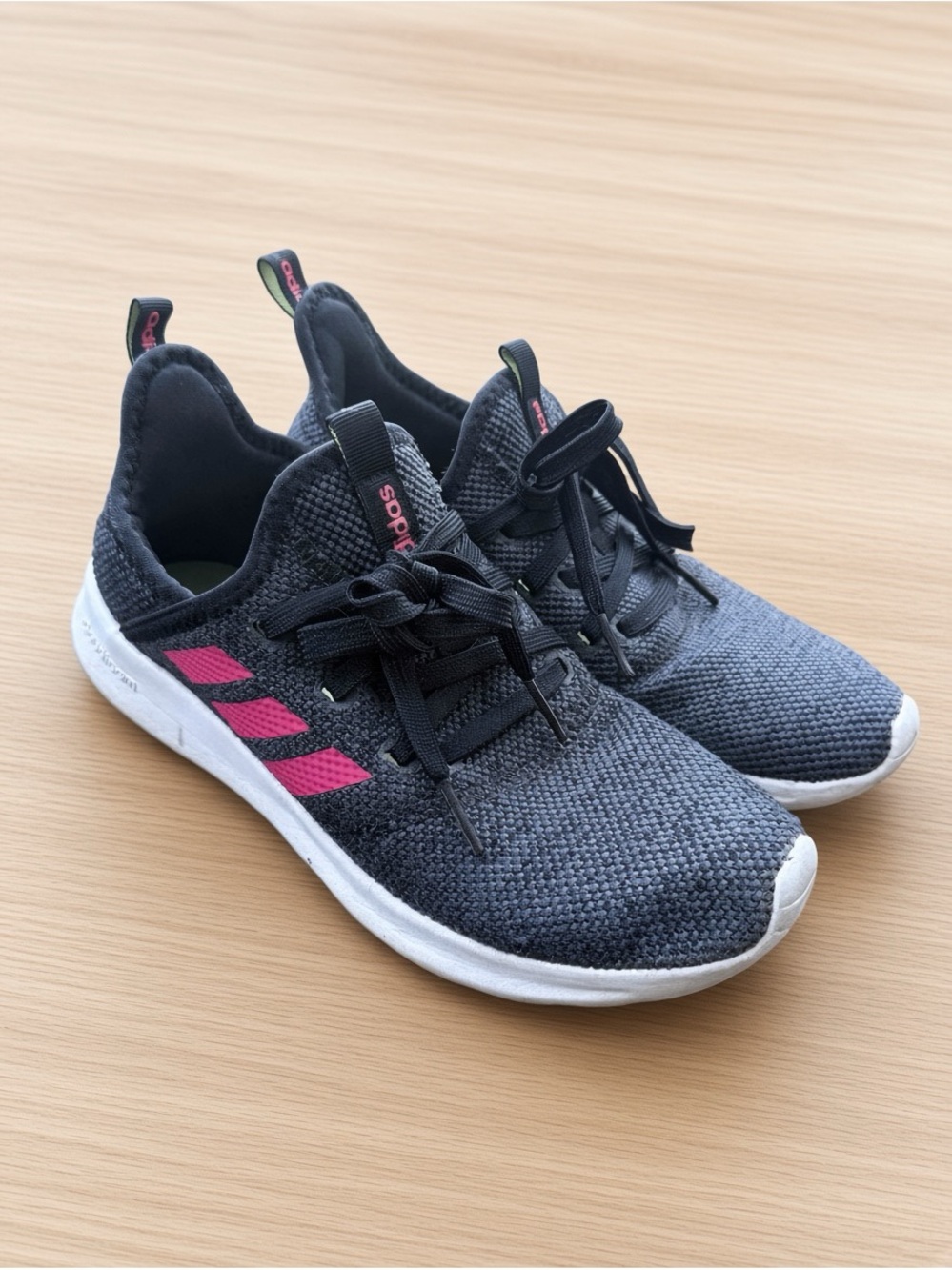 Adidas Cloudfoam Pure Black Pink Running Shoes Women’s 5.5